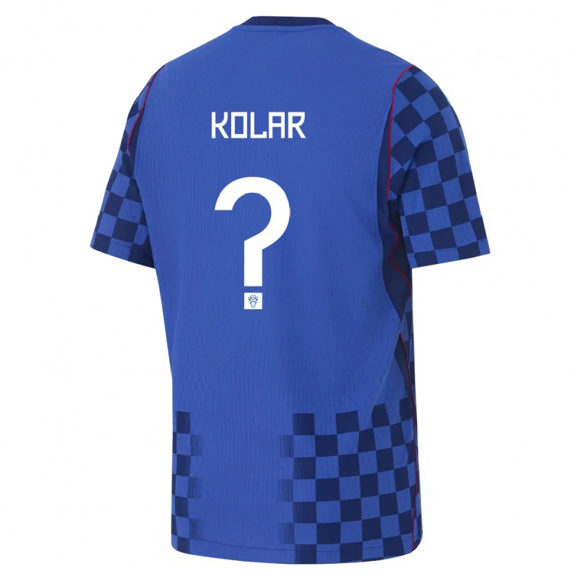 Danxen Män Kroatien Teo Kolar #0 Blå Marin Röd Bortatröja Matchtröjor 26-28 Tröjor T-Tröja