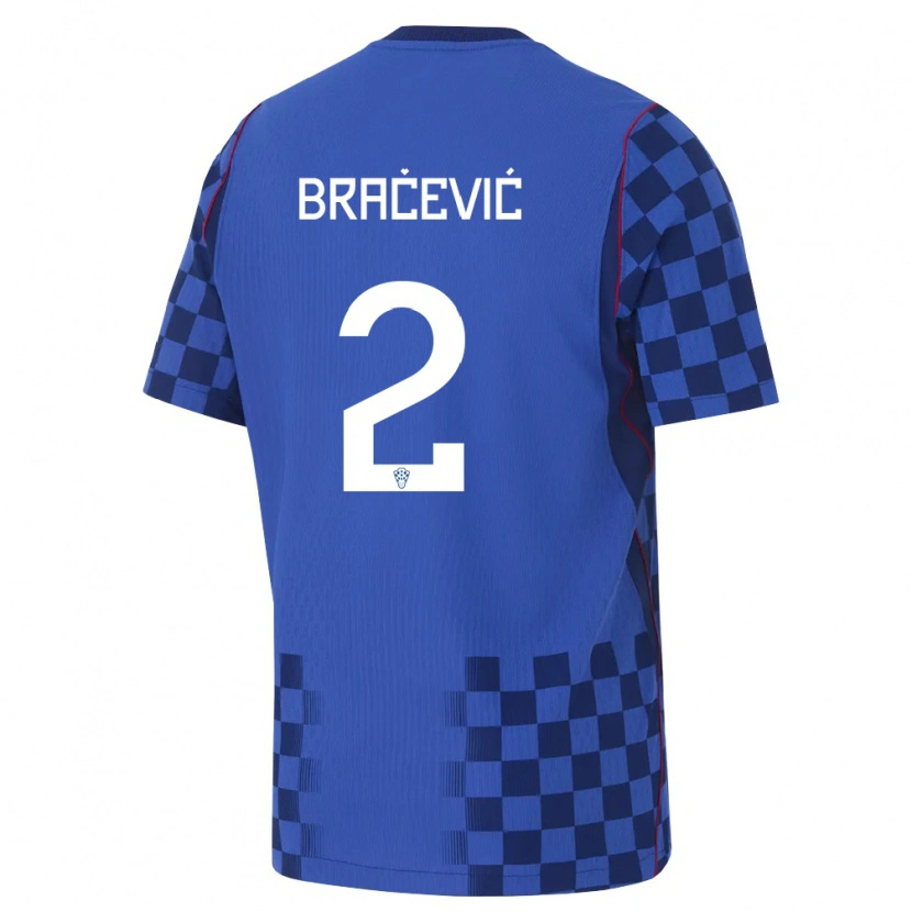 Danxen Män Kroatien Petra Bracevic #2 Blå Marin Röd Bortatröja Matchtröjor 26-28 Tröjor T-Tröja