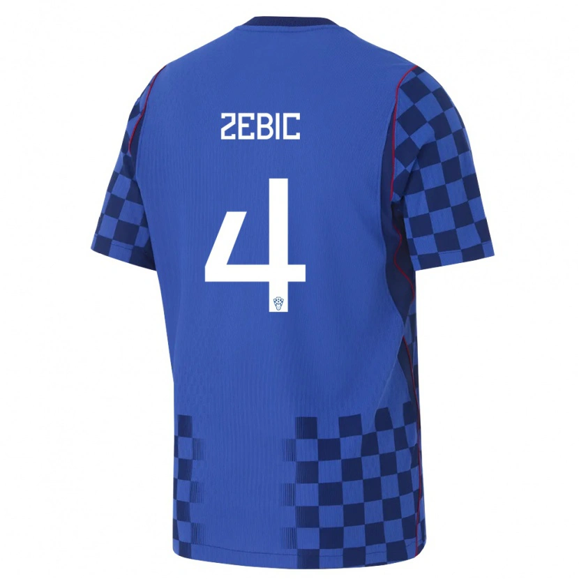 Danxen Män Kroatien Marko Zebic #4 Blå Marin Röd Bortatröja Matchtröjor 26-28 Tröjor T-Tröja