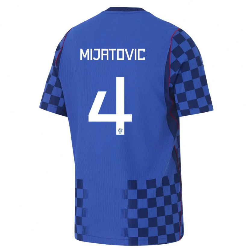 Danxen Män Kroatien Roko Mijatovic #4 Blå Marin Röd Bortatröja Matchtröjor 26-28 Tröjor T-Tröja