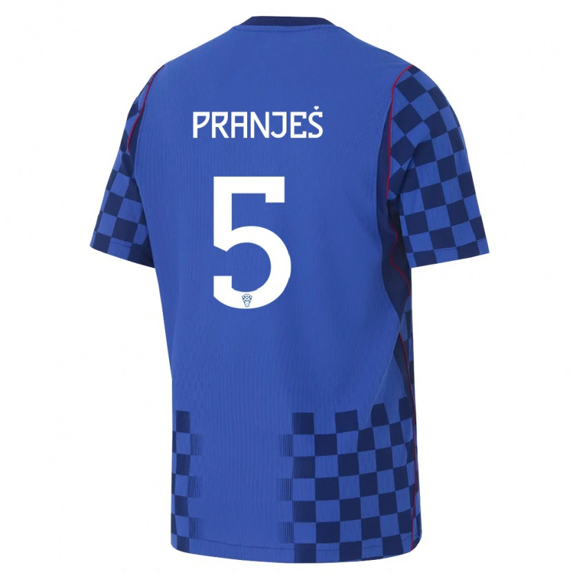 Danxen Män Kroatien Katarina Pranjes #5 Blå Marin Röd Bortatröja Matchtröjor 26-28 Tröjor T-Tröja