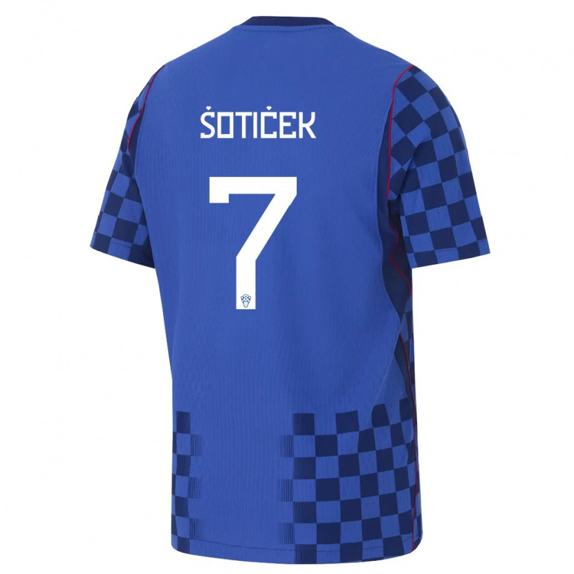 Danxen Män Kroatien Marin Soticek #7 Blå Marin Röd Bortatröja Matchtröjor 26-28 Tröjor T-Tröja