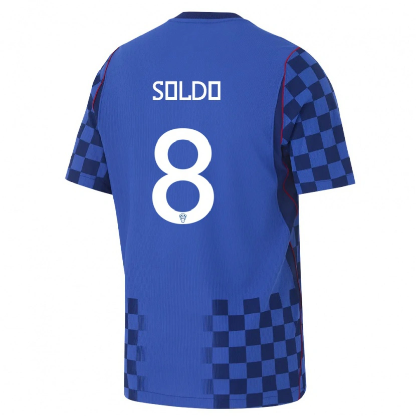 Danxen Män Kroatien Marko Soldo #8 Blå Marin Röd Bortatröja Matchtröjor 26-28 Tröjor T-Tröja