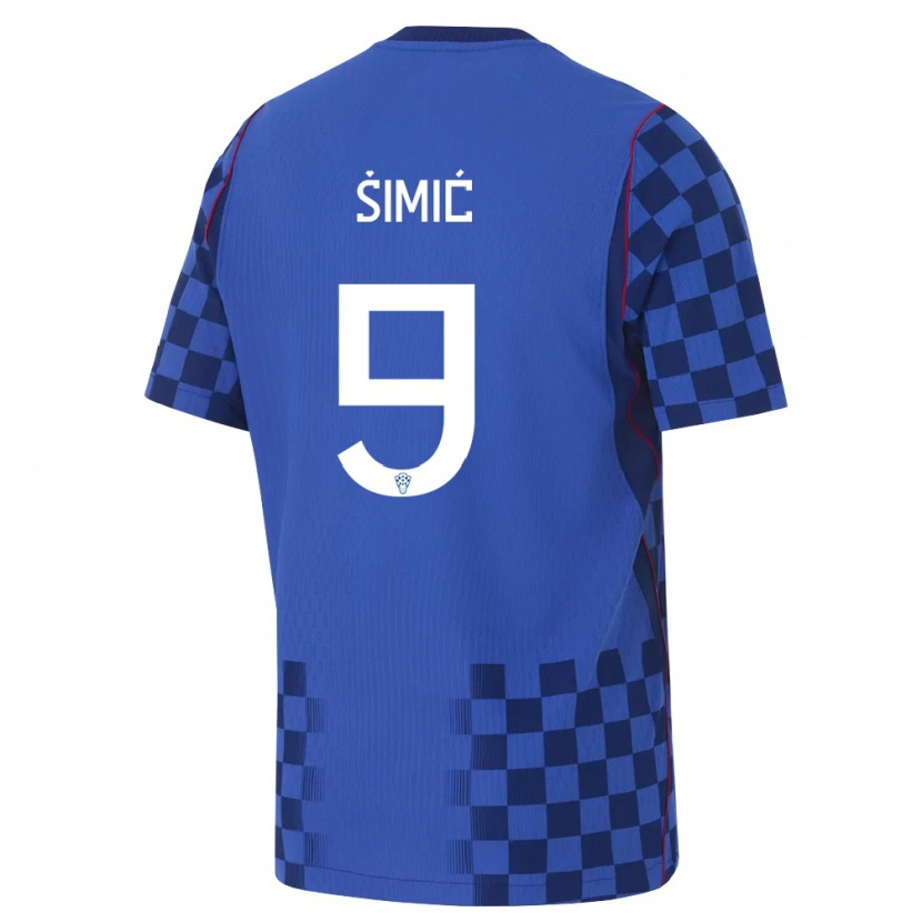 Danxen Män Kroatien Roko Simic #9 Blå Marin Röd Bortatröja Matchtröjor 26-28 Tröjor T-Tröja