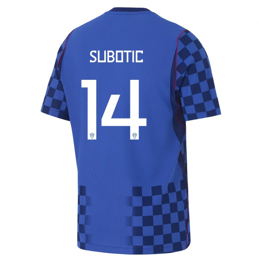 Danxen Män Kroatien Matija Subotic #14 Blå Marin Röd Bortatröja Matchtröjor 26-28 Tröjor T-Tröja