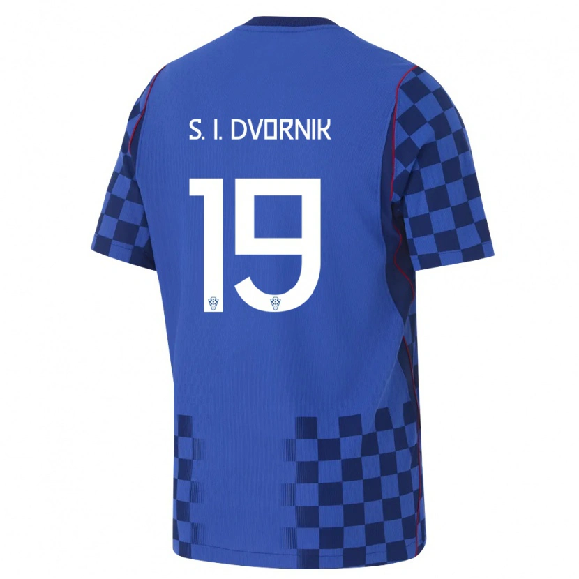 Danxen Män Kroatien Silvio Ivanisevic Dvornik #19 Blå Marin Röd Bortatröja Matchtröjor 26-28 Tröjor T-Tröja