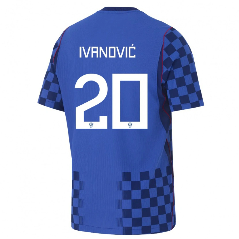 Danxen Män Kroatien Franjo Ivanović #20 Blå Marin Röd Bortatröja Matchtröjor 26-28 Tröjor T-Tröja