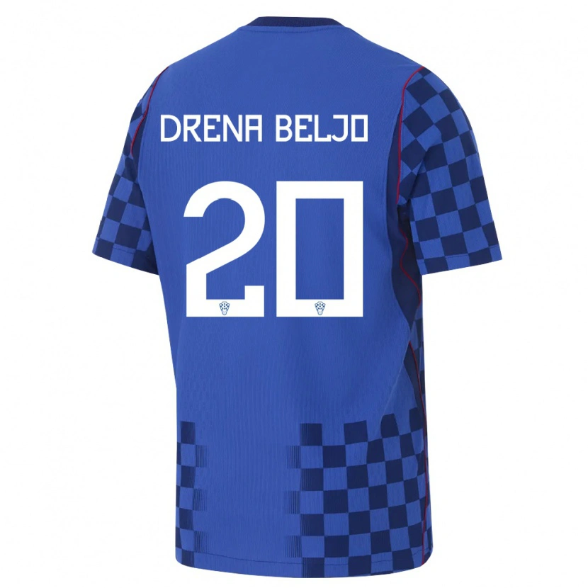 Danxen Män Kroatien Dion Drena Beljo #20 Blå Marin Röd Bortatröja Matchtröjor 26-28 Tröjor T-Tröja