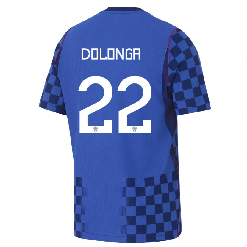Danxen Män Kroatien Niko Dolonga #22 Blå Marin Röd Bortatröja Matchtröjor 26-28 Tröjor T-Tröja