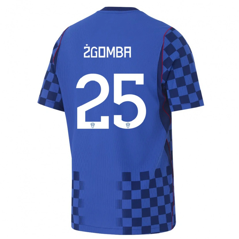 Danxen Män Kroatien Marin Zgomba #25 Blå Marin Röd Bortatröja Matchtröjor 26-28 Tröjor T-Tröja