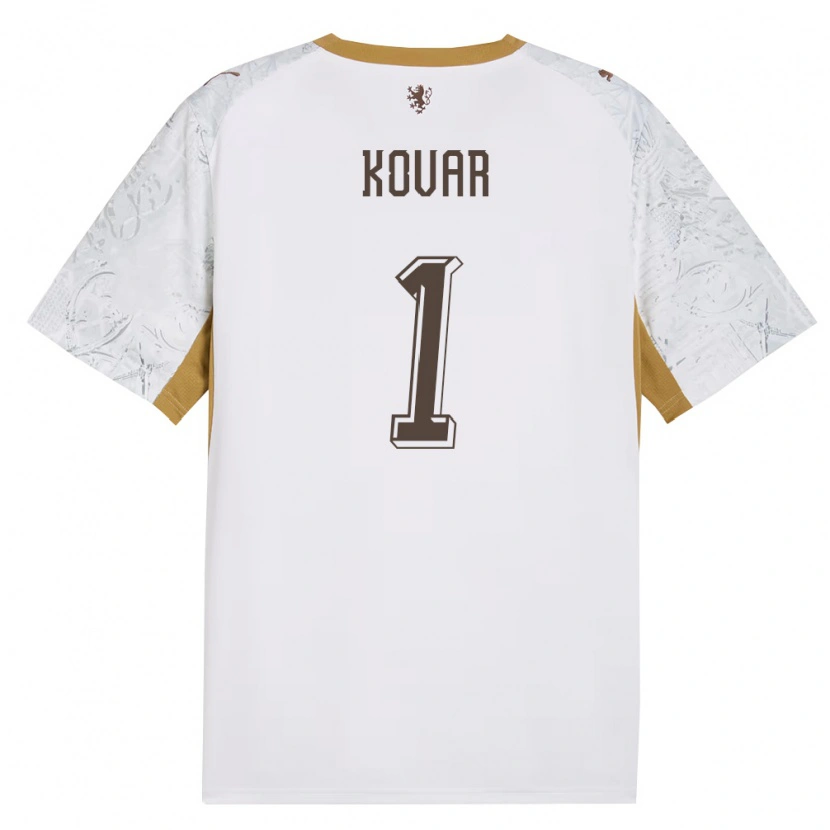 Danxen Män Tjeckien Matej Kovar #1 Off-White Guld Grå Bortatröja Matchtröjor 26-28 Tröjor T-Tröja