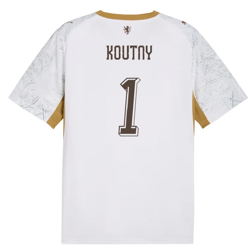 Danxen Män Tjeckien Jan Koutny #1 Off-White Guld Grå Bortatröja Matchtröjor 26-28 Tröjor T-Tröja