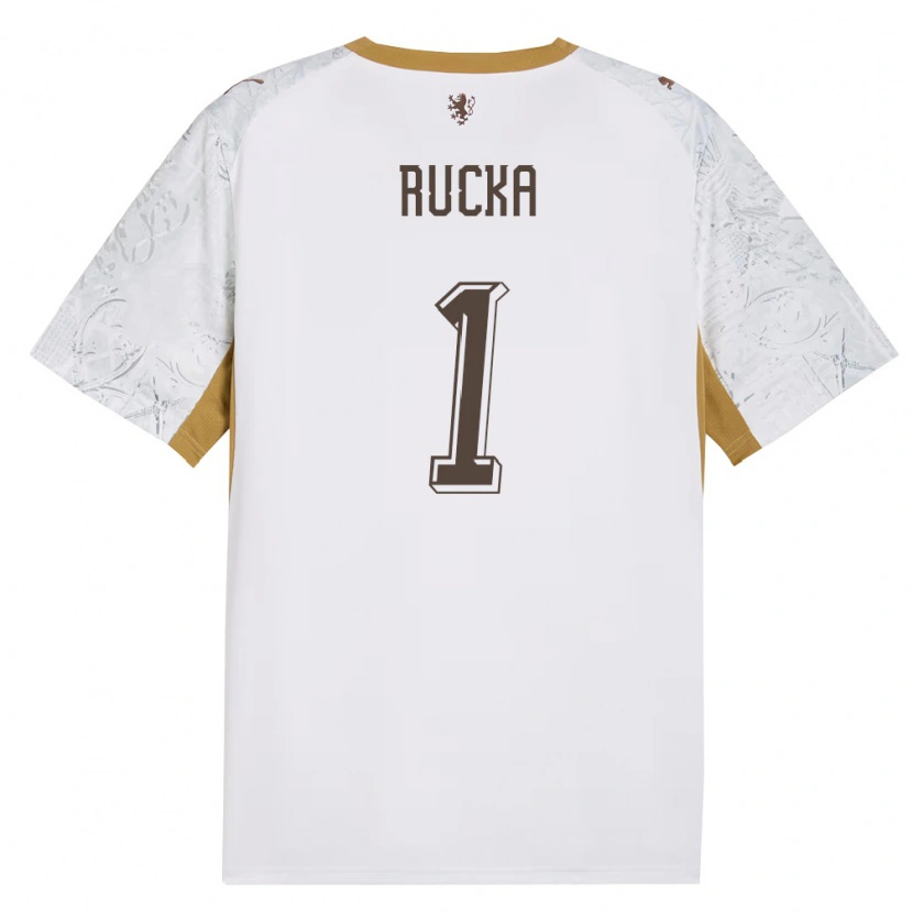 Danxen Män Tjeckien Filip Rucka #1 Off-White Guld Grå Bortatröja Matchtröjor 26-28 Tröjor T-Tröja