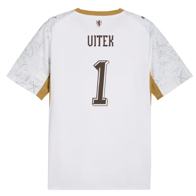 Danxen Män Tjeckien Radek Vitek #1 Off-White Guld Grå Bortatröja Matchtröjor 26-28 Tröjor T-Tröja