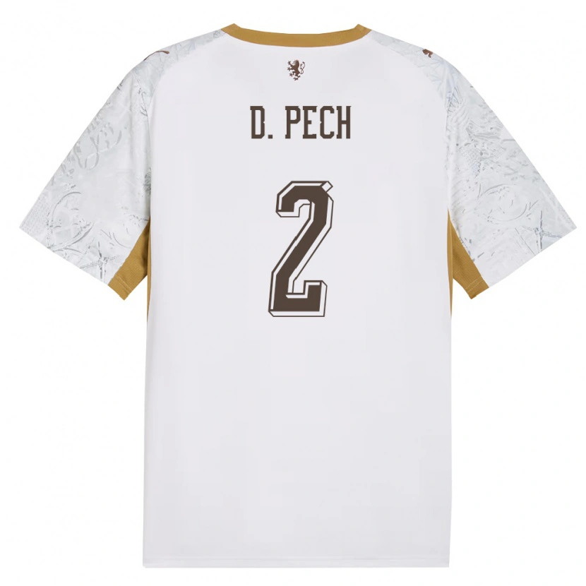 Danxen Män Tjeckien Dominik Pech #2 Off-White Guld Grå Bortatröja Matchtröjor 26-28 Tröjor T-Tröja