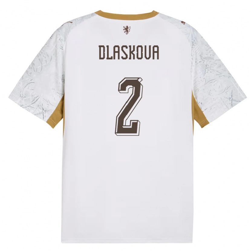 Danxen Män Tjeckien Anna Dlasková #2 Off-White Guld Grå Bortatröja Matchtröjor 26-28 Tröjor T-Tröja