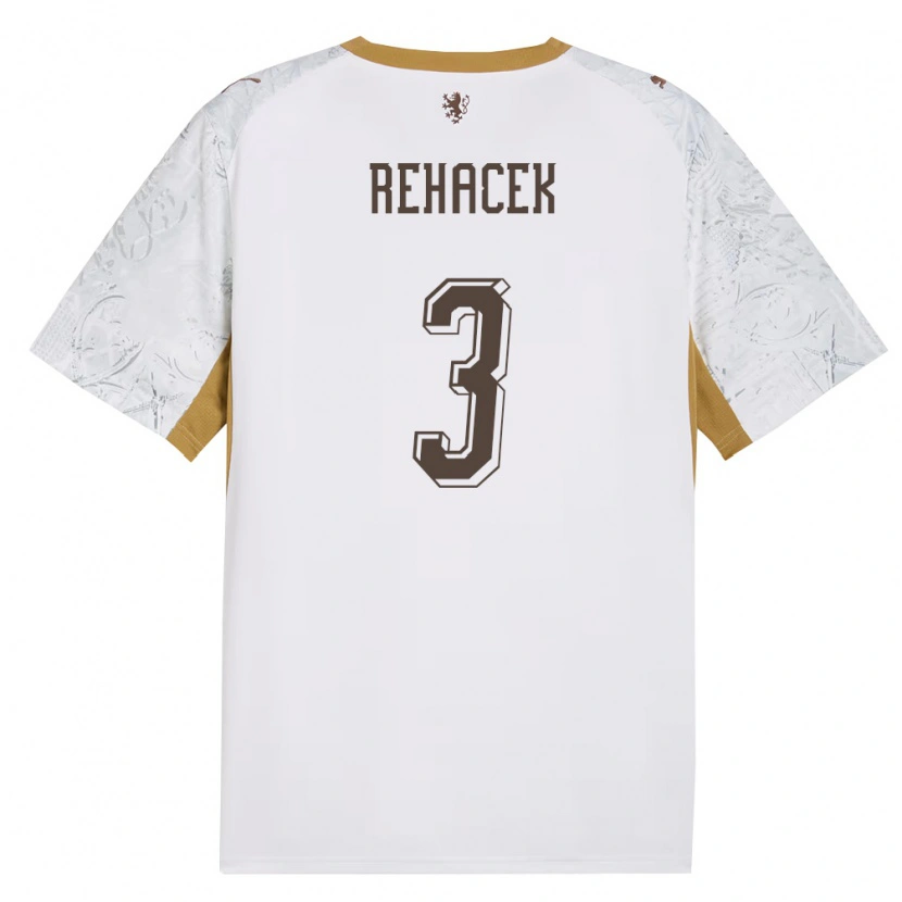 Danxen Män Tjeckien David Rehacek #3 Off-White Guld Grå Bortatröja Matchtröjor 26-28 Tröjor T-Tröja