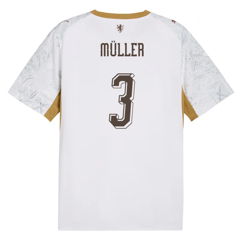 Danxen Män Tjeckien Lukas Müller #3 Off-White Guld Grå Bortatröja Matchtröjor 26-28 Tröjor T-Tröja