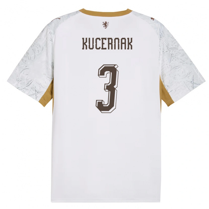 Danxen Män Tjeckien Filip Kucernak #3 Off-White Guld Grå Bortatröja Matchtröjor 26-28 Tröjor T-Tröja