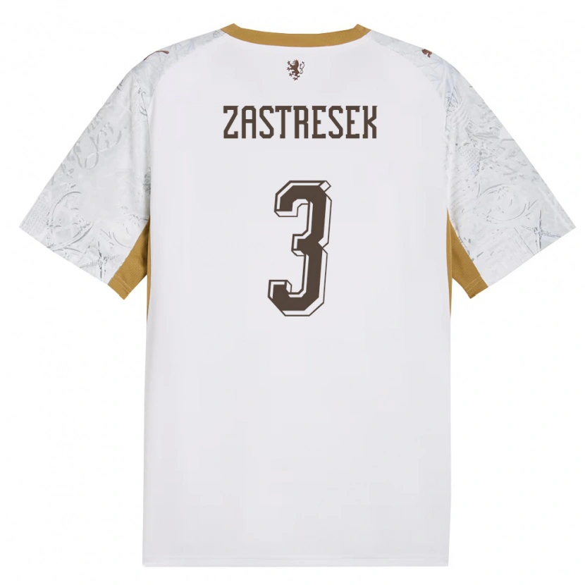 Danxen Män Tjeckien Matous Zastresek #3 Off-White Guld Grå Bortatröja Matchtröjor 26-28 Tröjor T-Tröja