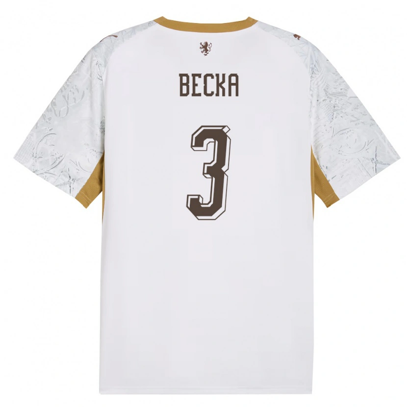 Danxen Män Tjeckien Patrik Becka #3 Off-White Guld Grå Bortatröja Matchtröjor 26-28 Tröjor T-Tröja