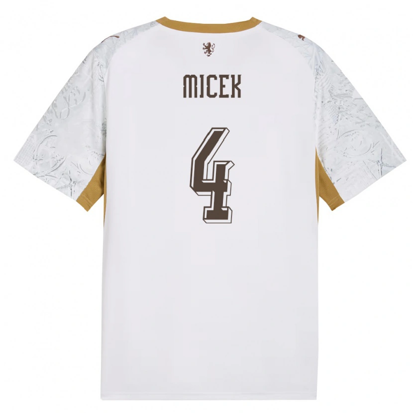 Danxen Män Tjeckien Jiri Micek #4 Off-White Guld Grå Bortatröja Matchtröjor 26-28 Tröjor T-Tröja