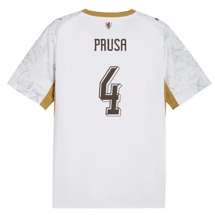 Danxen Män Tjeckien Milan Prusa #4 Off-White Guld Grå Bortatröja Matchtröjor 26-28 Tröjor T-Tröja