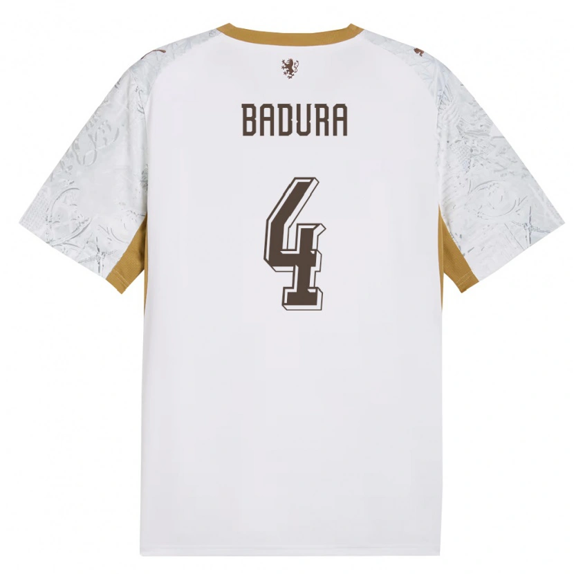 Danxen Män Tjeckien Vitezslav Badura #4 Off-White Guld Grå Bortatröja Matchtröjor 26-28 Tröjor T-Tröja