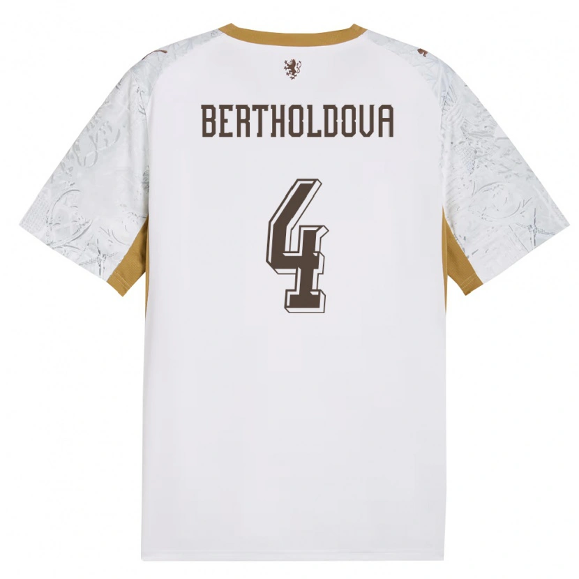 Danxen Män Tjeckien Petra Bertholdová #4 Off-White Guld Grå Bortatröja Matchtröjor 26-28 Tröjor T-Tröja