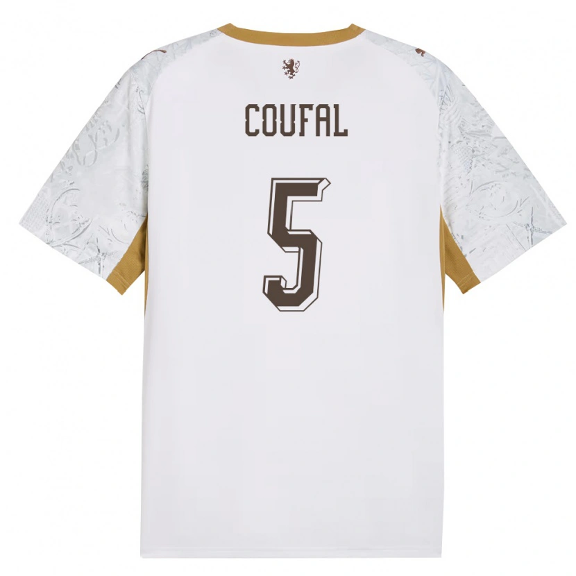 Danxen Män Tjeckien Vladimír Coufal #5 Off-White Guld Grå Bortatröja Matchtröjor 26-28 Tröjor T-Tröja