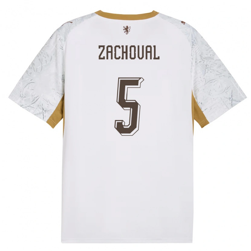 Danxen Män Tjeckien Matej Zachoval #5 Off-White Guld Grå Bortatröja Matchtröjor 26-28 Tröjor T-Tröja