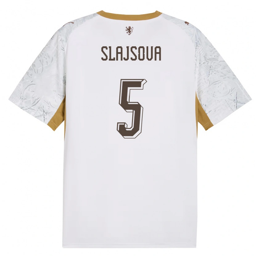 Danxen Män Tjeckien Gabriela Šlajsová #5 Off-White Guld Grå Bortatröja Matchtröjor 26-28 Tröjor T-Tröja