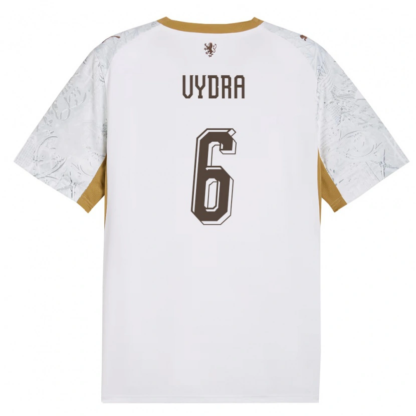 Danxen Män Tjeckien Patrik Vydra #6 Off-White Guld Grå Bortatröja Matchtröjor 26-28 Tröjor T-Tröja