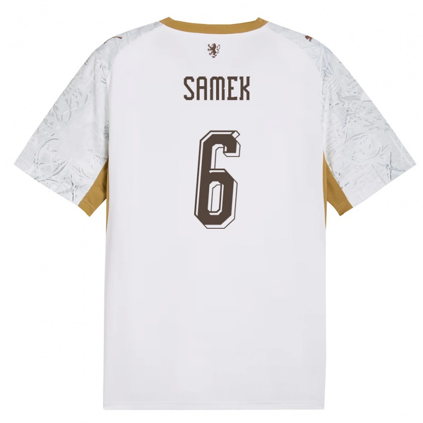 Danxen Män Tjeckien Daniel Samek #6 Off-White Guld Grå Bortatröja Matchtröjor 26-28 Tröjor T-Tröja