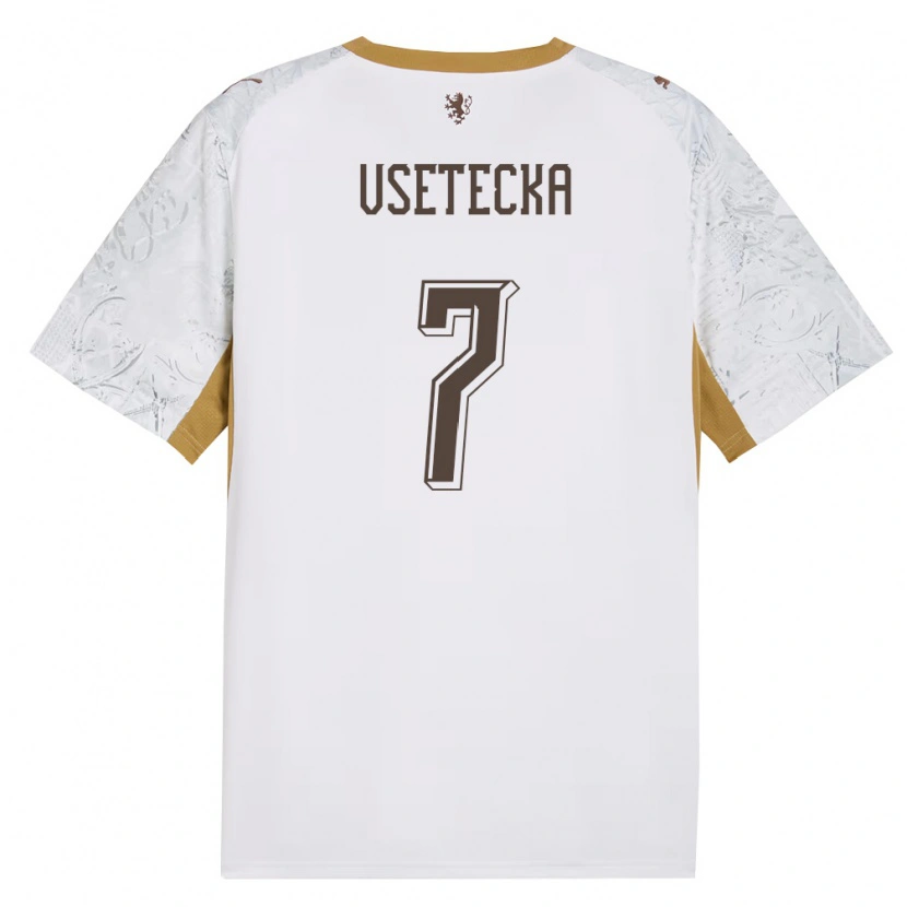 Danxen Män Tjeckien David Vsetecka #7 Off-White Guld Grå Bortatröja Matchtröjor 26-28 Tröjor T-Tröja