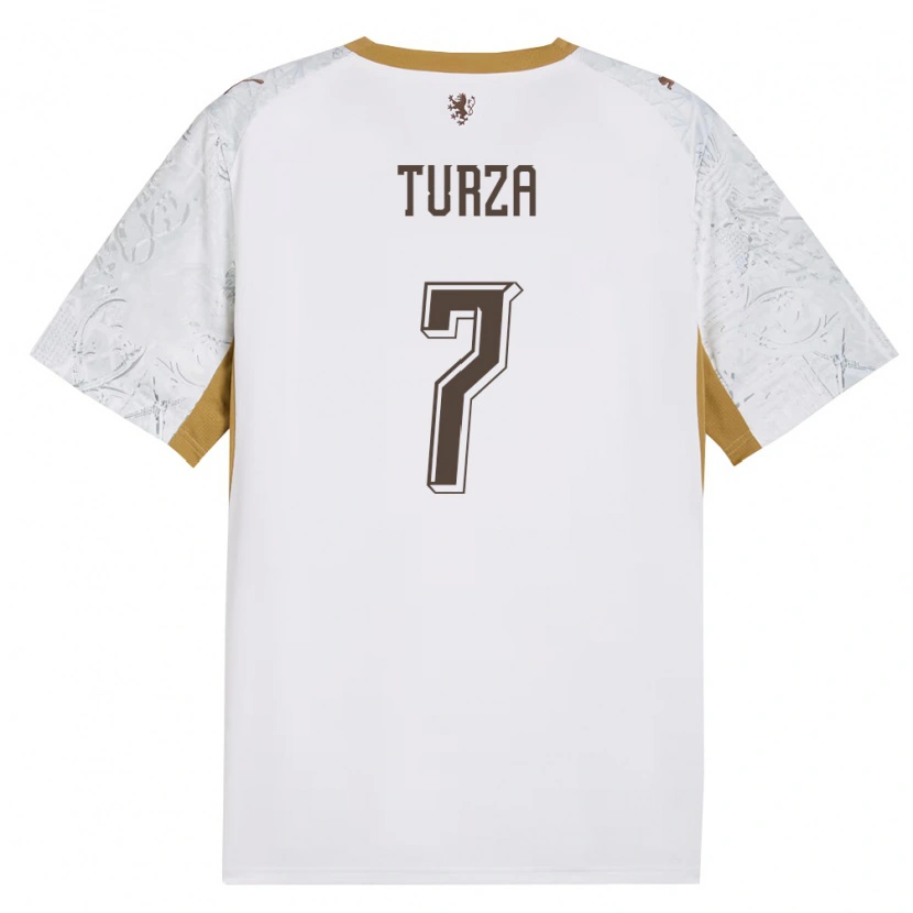 Danxen Män Tjeckien Patrik Turza #7 Off-White Guld Grå Bortatröja Matchtröjor 26-28 Tröjor T-Tröja