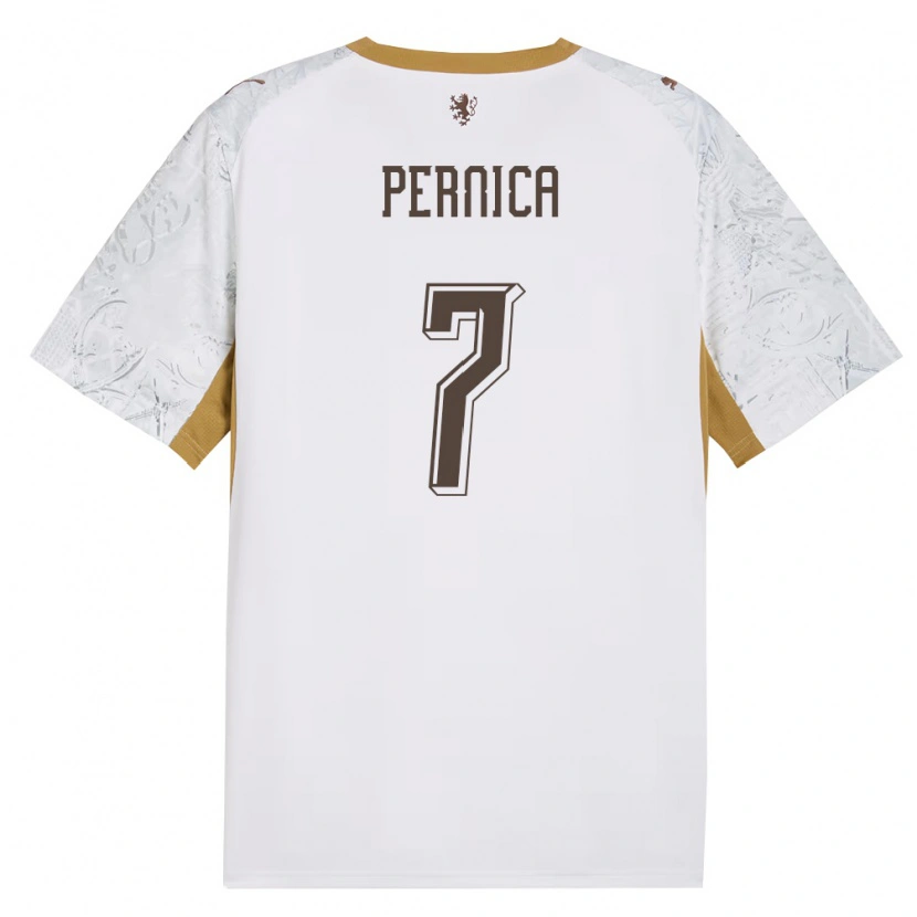 Danxen Män Tjeckien Eric Pernica #7 Off-White Guld Grå Bortatröja Matchtröjor 26-28 Tröjor T-Tröja