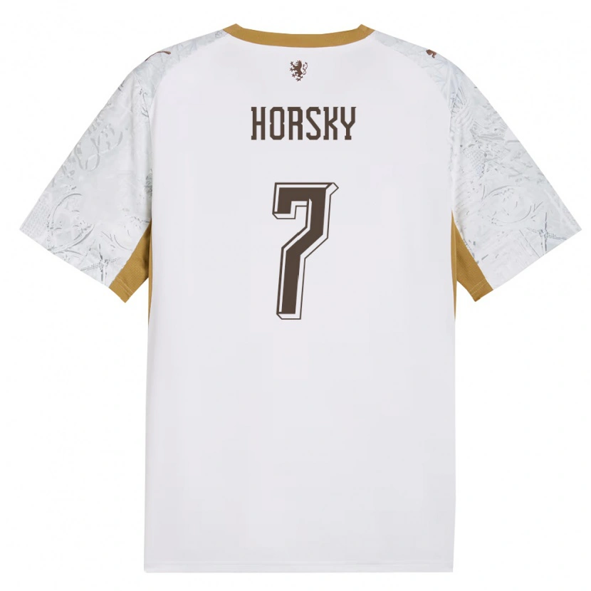 Danxen Män Tjeckien Filip Horsky #7 Off-White Guld Grå Bortatröja Matchtröjor 26-28 Tröjor T-Tröja