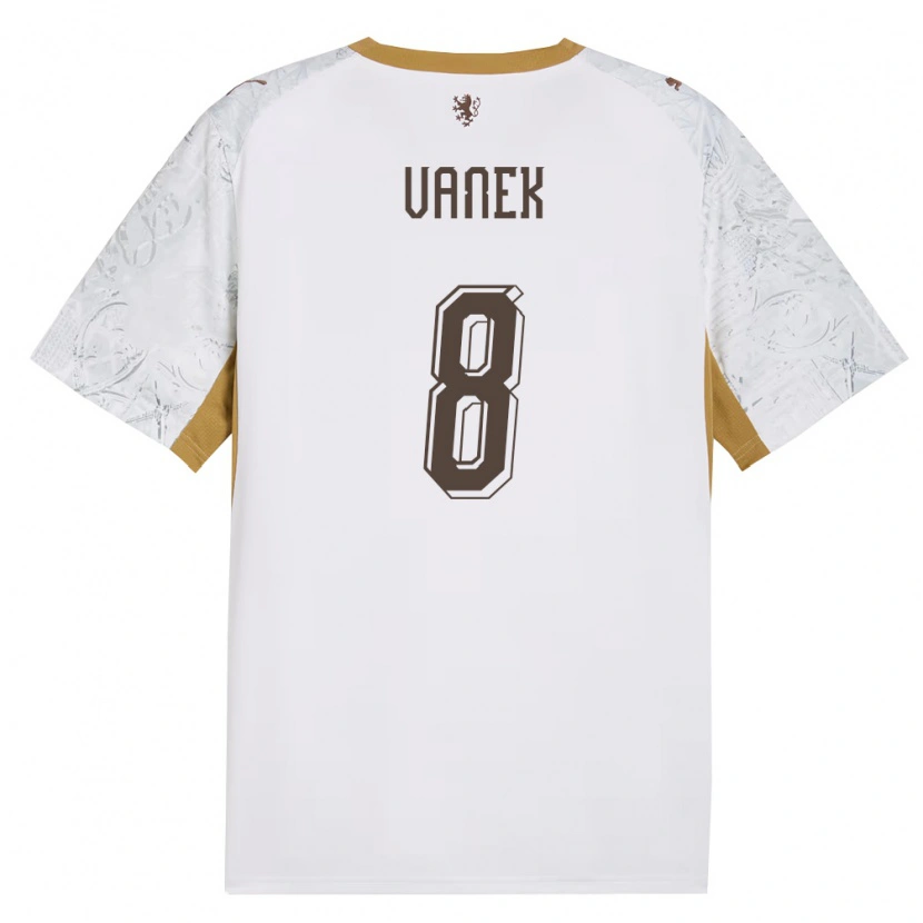 Danxen Män Tjeckien Lukas Vanek #8 Off-White Guld Grå Bortatröja Matchtröjor 26-28 Tröjor T-Tröja