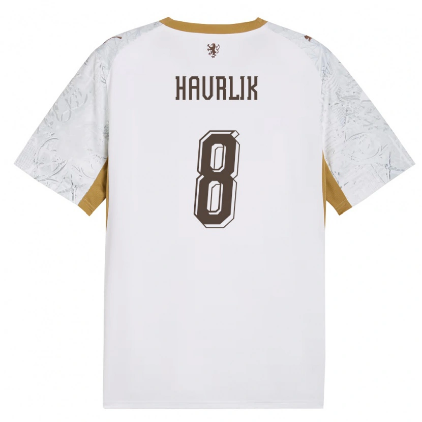 Danxen Män Tjeckien Lukas Havrlik #8 Off-White Guld Grå Bortatröja Matchtröjor 26-28 Tröjor T-Tröja