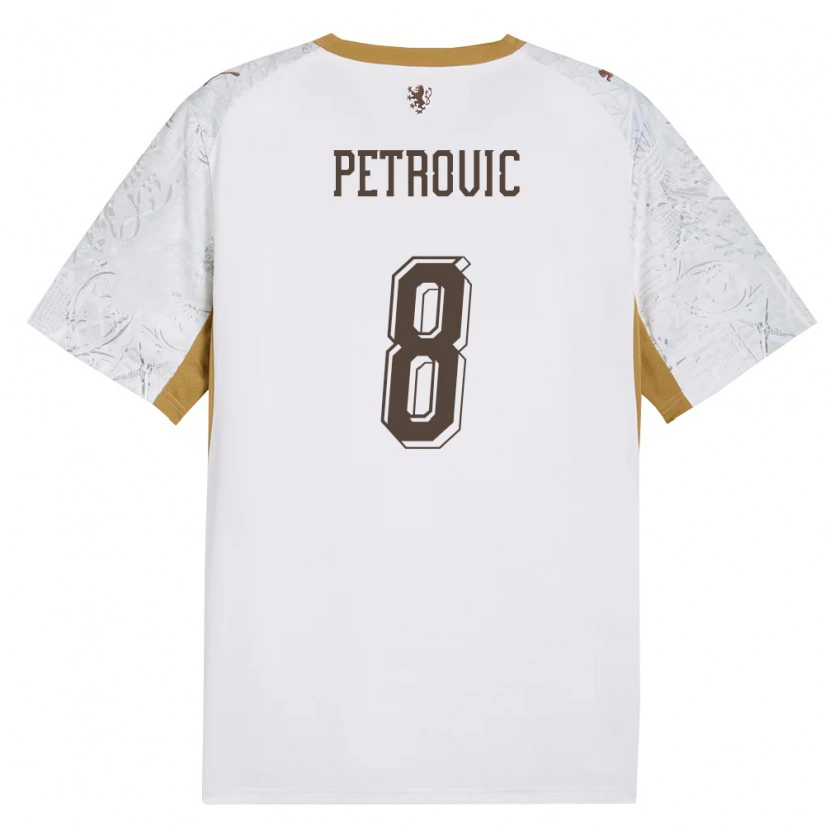 Danxen Män Tjeckien Luka Petrovic #8 Off-White Guld Grå Bortatröja Matchtröjor 26-28 Tröjor T-Tröja