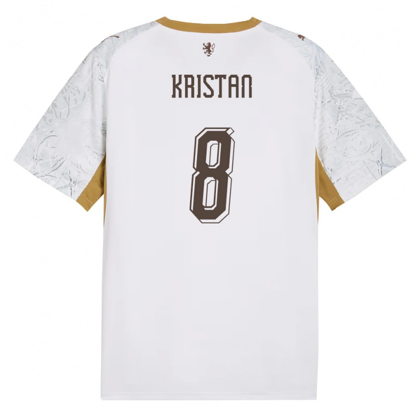 Danxen Män Tjeckien Jakub Kristan #8 Off-White Guld Grå Bortatröja Matchtröjor 26-28 Tröjor T-Tröja