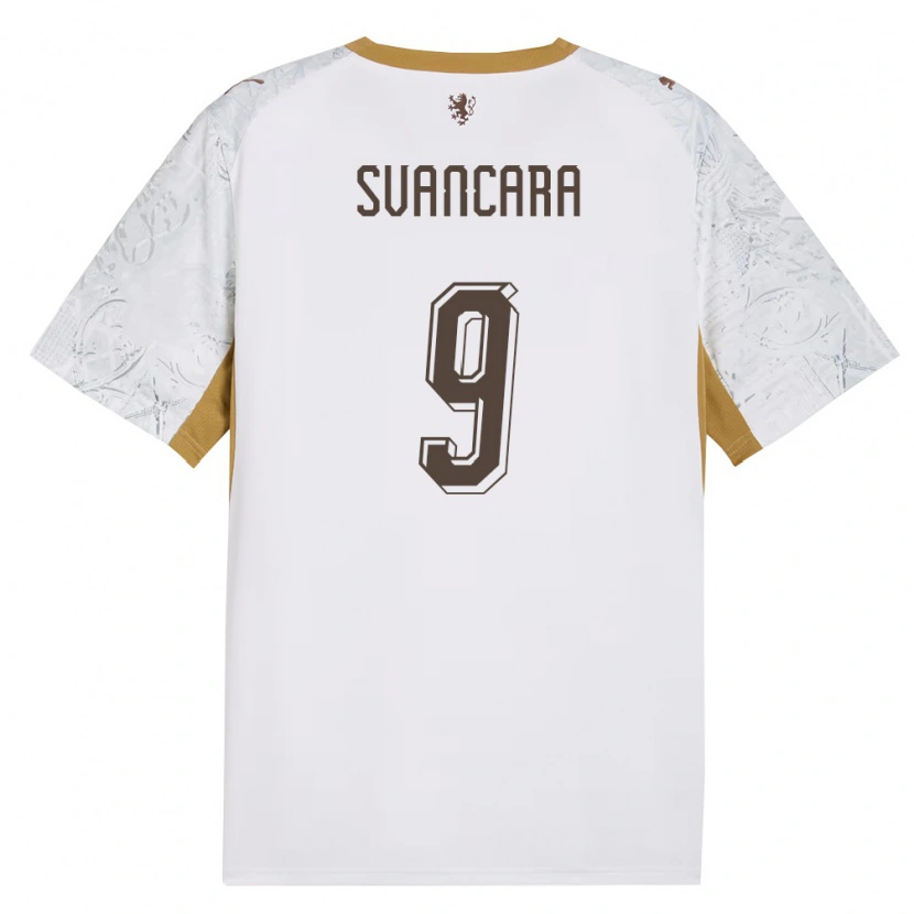 Danxen Män Tjeckien Daniel Svancara #9 Off-White Guld Grå Bortatröja Matchtröjor 26-28 Tröjor T-Tröja