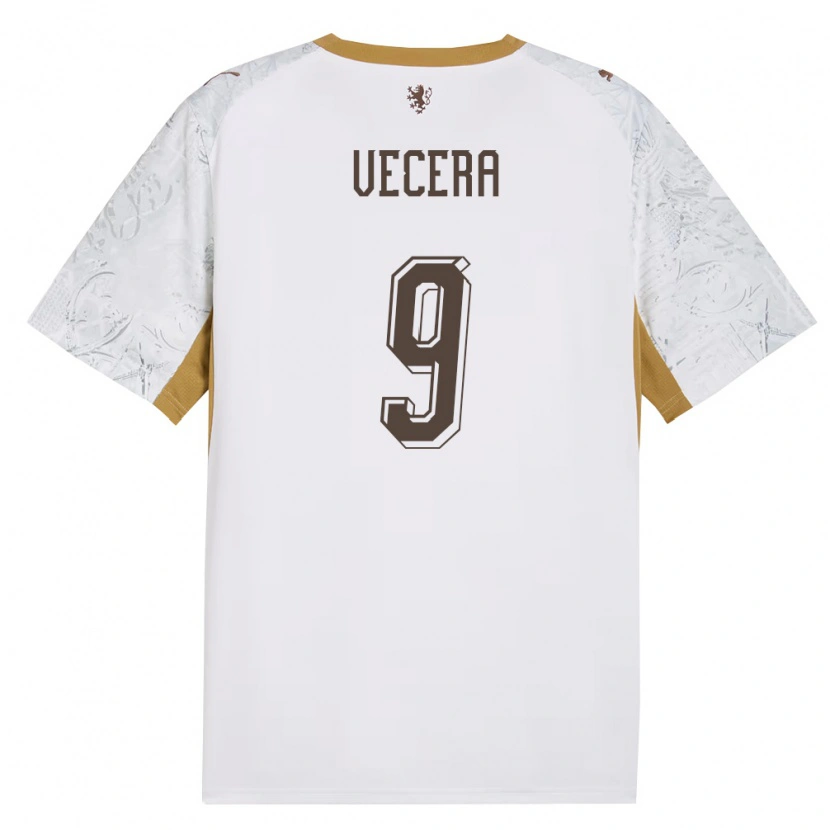 Danxen Män Tjeckien Filip Vecera #9 Off-White Guld Grå Bortatröja Matchtröjor 26-28 Tröjor T-Tröja