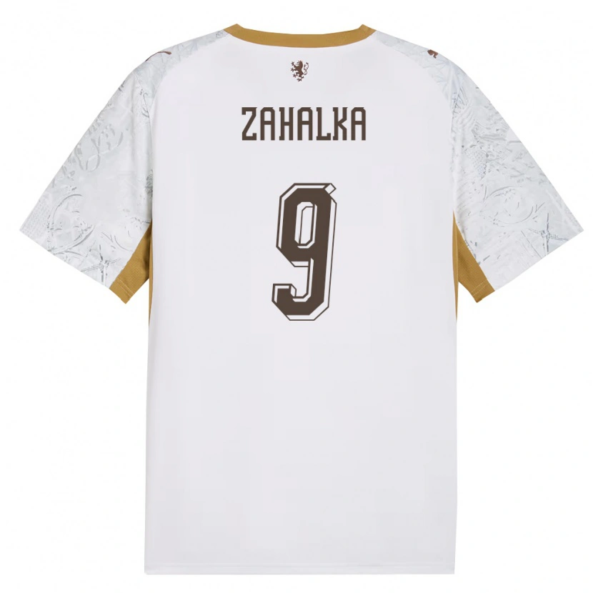 Danxen Män Tjeckien Filip Zahalka #9 Off-White Guld Grå Bortatröja Matchtröjor 26-28 Tröjor T-Tröja