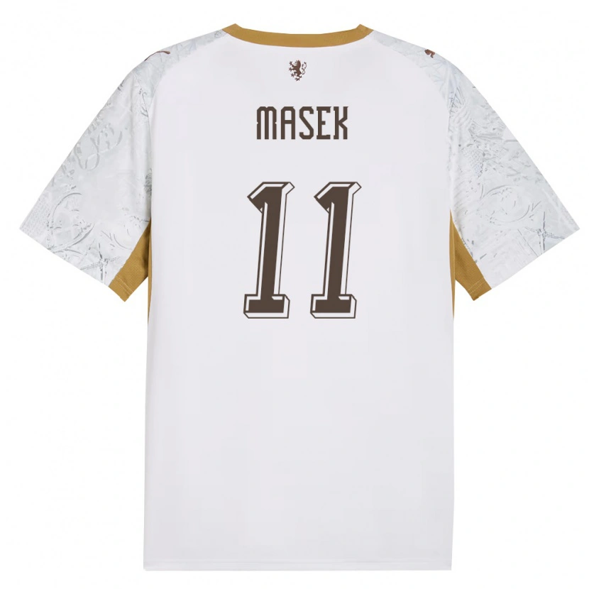 Danxen Män Tjeckien Lukas Masek #11 Off-White Guld Grå Bortatröja Matchtröjor 26-28 Tröjor T-Tröja