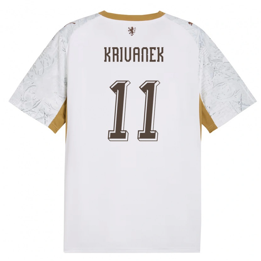 Danxen Män Tjeckien Jan Krivanek #11 Off-White Guld Grå Bortatröja Matchtröjor 26-28 Tröjor T-Tröja