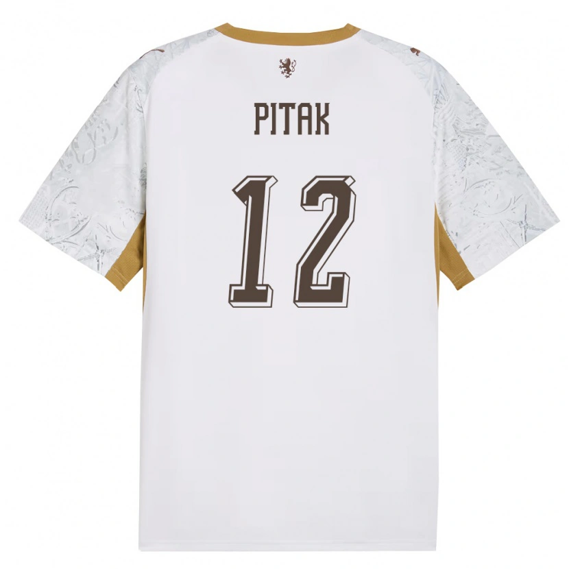 Danxen Män Tjeckien Elias Pitak #12 Off-White Guld Grå Bortatröja Matchtröjor 26-28 Tröjor T-Tröja