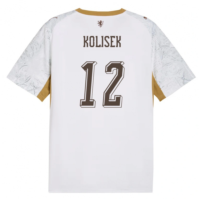 Danxen Män Tjeckien Jakub Kolisek #12 Off-White Guld Grå Bortatröja Matchtröjor 26-28 Tröjor T-Tröja