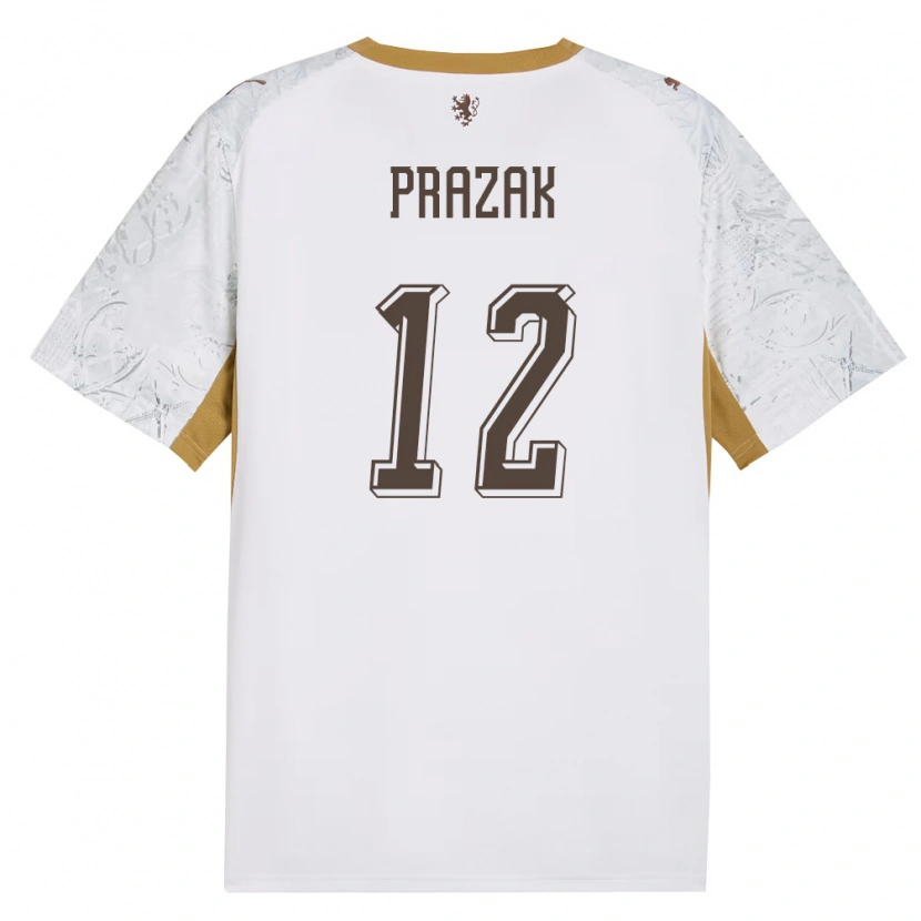 Danxen Män Tjeckien Tadeas Prazak #12 Off-White Guld Grå Bortatröja Matchtröjor 26-28 Tröjor T-Tröja